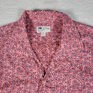 J.Crew Floral Button Up Shirt Mens Large Pink Blue Short Sleeve Camp Collar